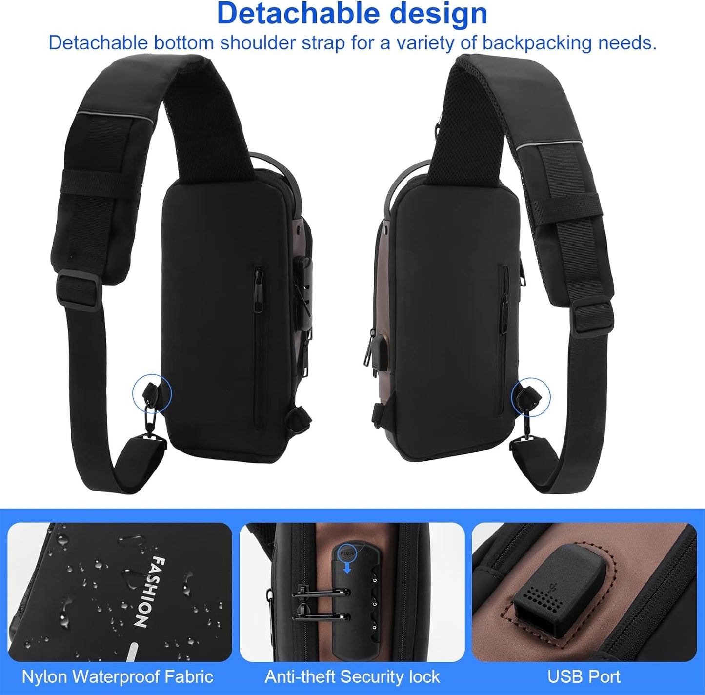 Mini Bandolera Impermeable Antirrobo con USB